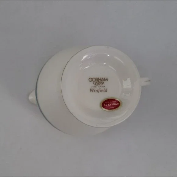 Gorham Winfield Japan Creamer 24 KT Gold Hand Banded Fine China White Green - Picture 5 of 6